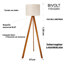 Carregar imagem no visualizador da galeria, Luminária Abajur Tripé Minimalista