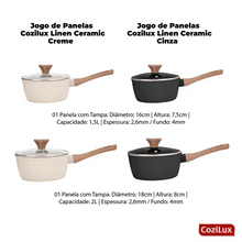 Carregar imagem no visualizador da galeria, Jogo de Panelas Linen Ceramic - Revestimento Cerâmico Antiaderente 8 Peças
